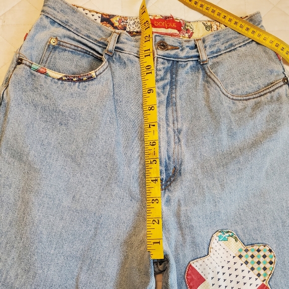 Bonjour Vintage quilt Patchwork high-rise Jeans! Size 9/10. - Picture 9 of 11